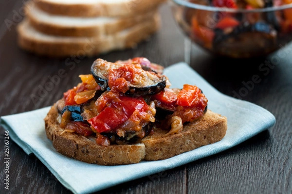 Fototapeta Toast with vegetable ragout