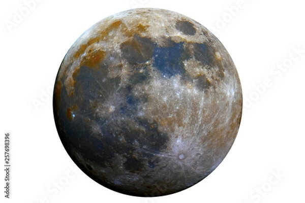 Obraz Model of waxing gibbous mineral moon phase, isolated in the white, original is a photo taken with large diameter telescope of mine.