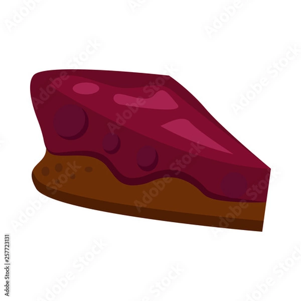 Obraz Chocolate cake with berry jelly. Slice, pie, blackberry. Vector illustration can be used for topics like bakery, cuisine, dessert, cafe menu