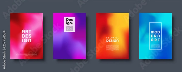 Fototapeta Colorful modern abstract background with neon red, green, blue, purple, yellow and pink gradient. Dynamic color flow poster, banner. Vector illustration.