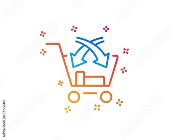 Fototapeta Cross sell line icon. Market retail sign. Gradient design elements. Linear cross sell icon. Random shapes. Vector