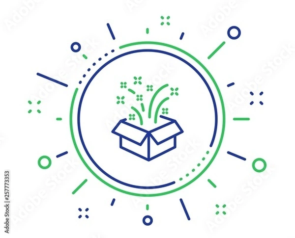 Fototapeta Gift box open line icon. Christmas or New year presents sign. Surprise symbol. Quality design elements. Technology gift button. Editable stroke. Vector