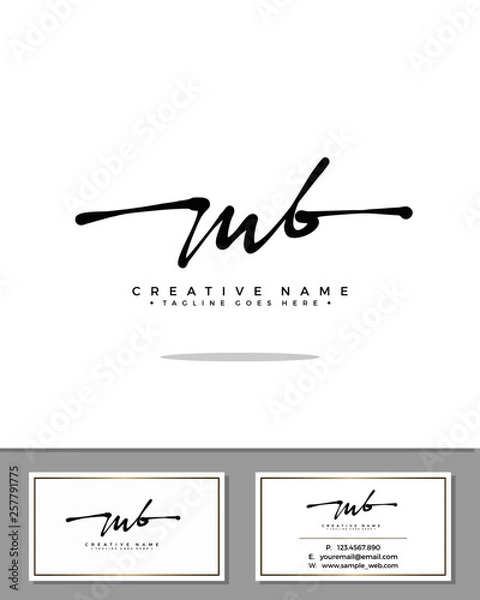 Obraz M B MB initial handwriting logo template vector.  signature logo concept