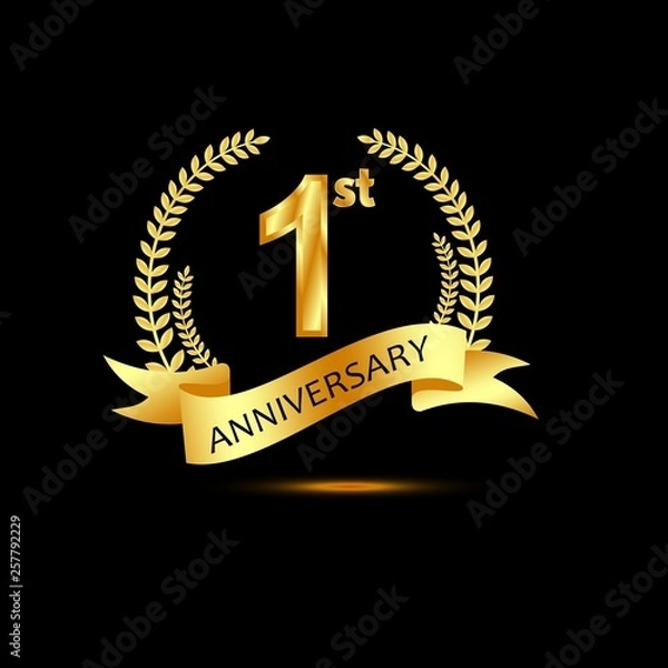 Obraz 1st anniversary golden color with circle ring isolated on black background 18.zip