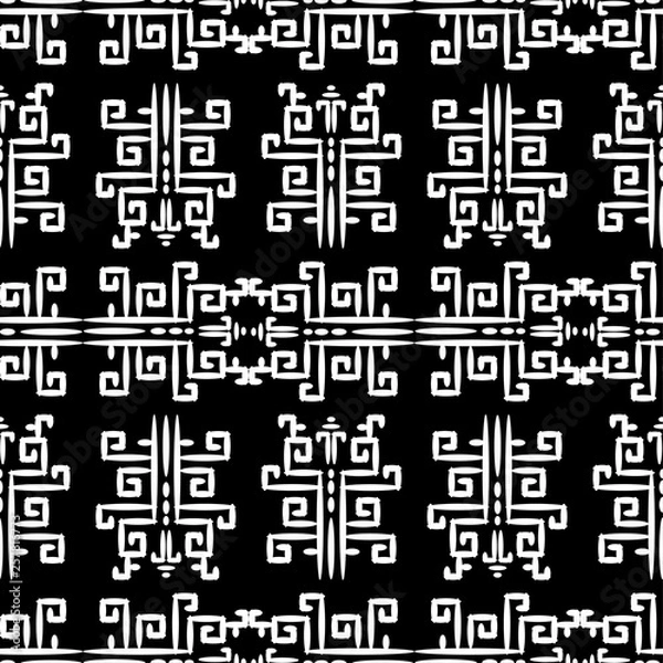 Obraz Ethnic boho seamless pattern. Chinese, Asian pattern. Patchwork texture. Weaving. Traditional ornament. Tribal pattern. Folk motif. Can be used for wallpaper, textile, invitation card, wrapping, web p