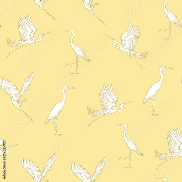 Fototapeta Seamless pattern, background with tropical birds