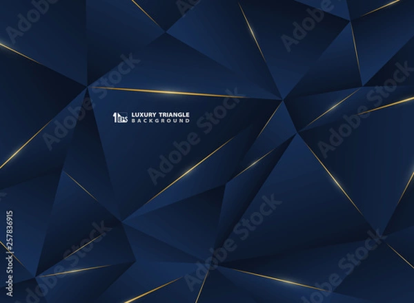 Fototapeta Abstract luxury golden line with classic blue template premium background. Decorating in pattern of premium polygon style for ad, poster, cover, print, artwork.