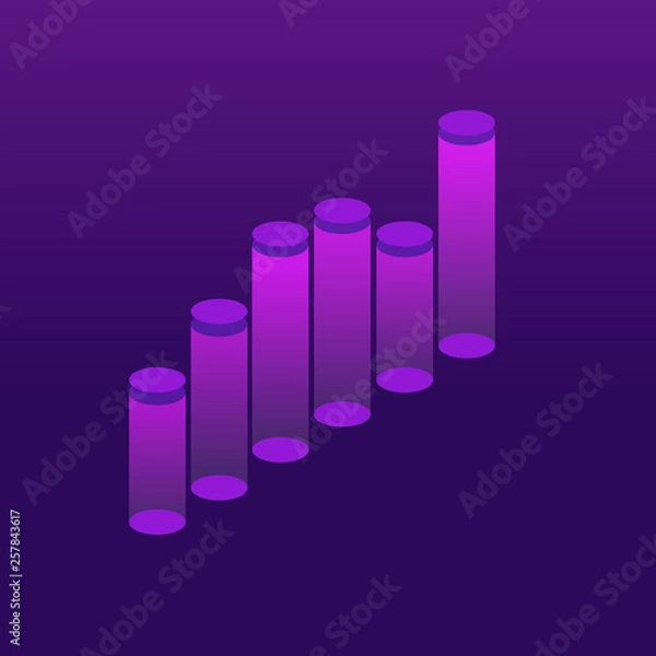 Fototapeta Isometric growth graph chart, 3D graph vector illustration