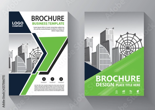 Obraz Brochure design, cover modern layout, annual report, poster, flyer in A4 with colorful triangles, geometric shapes for tech, science, market with light background