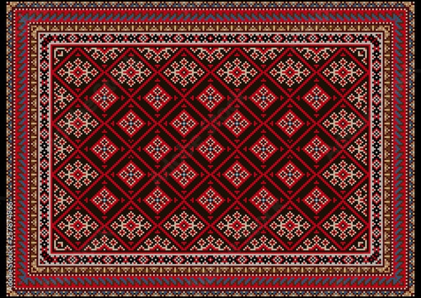 Obraz  Luxury vintage oriental carpet with burgundy on black, and patterns of brown, blue, beige and gray colors