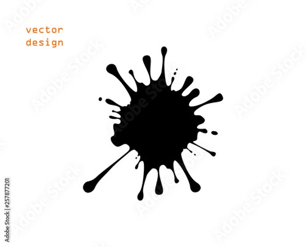 Fototapeta Vector black ink spot or paint, splashes. The object on an isolated light background.