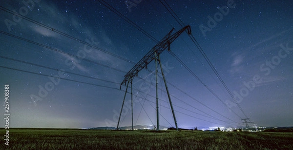 Obraz electric grid  at night
