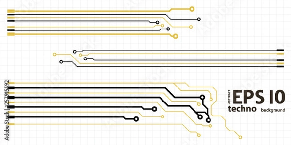 Obraz Vector circuit board elements on grid. Design elements for circuit board illustration