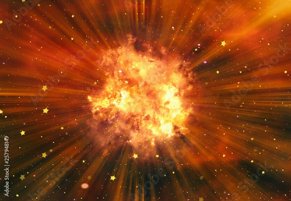 Obraz bright explosion flash on a space background
