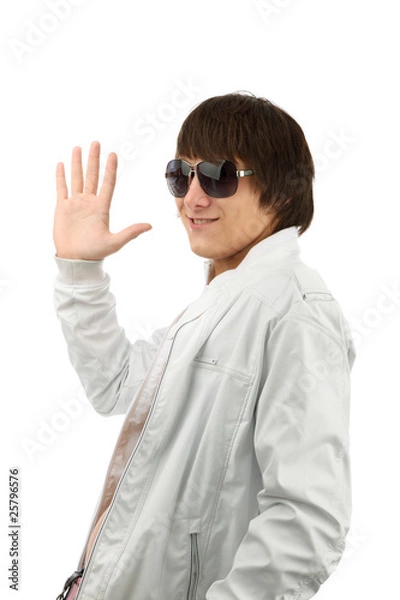 Fototapeta man wave goodbye