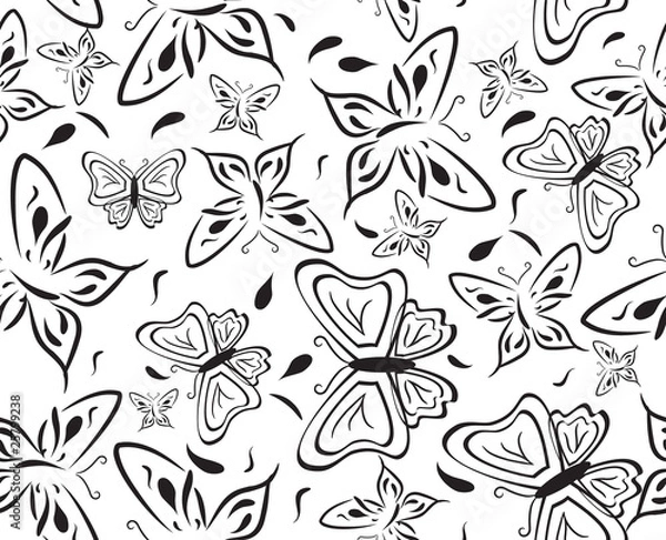Obraz Seamless a background with black butterflies