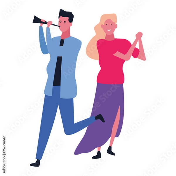 Fototapeta Couple having fun and dancing