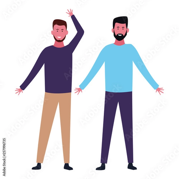 Fototapeta Friends men greeting and smiling