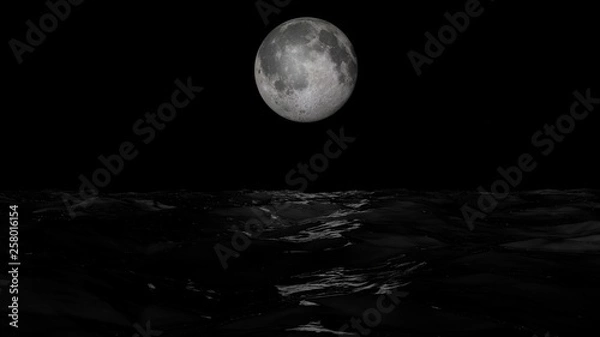 Fototapeta 3d rendering moon and flares on water