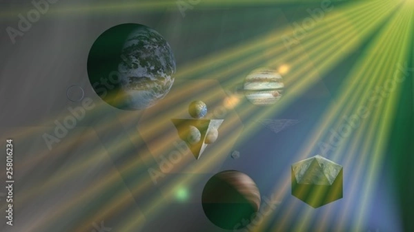 Fototapeta 3d earth planet with prism on space