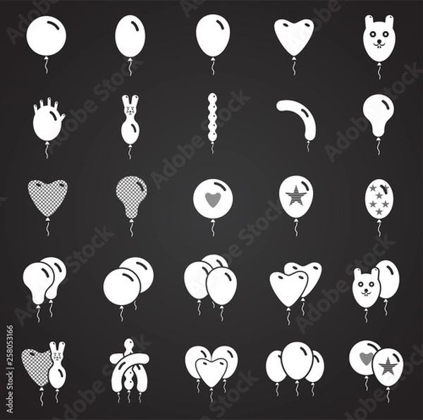 Fototapeta Ballon icons set on black background for graphic and web design. Simple vector sign. Internet concept symbol for website button or mobile app.