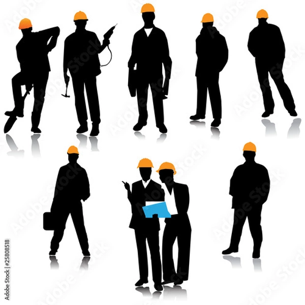 Obraz Builder people silhouette.Vector
