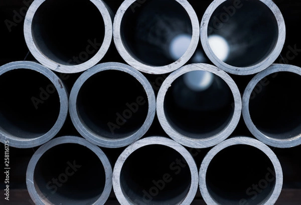 Obraz Group of Metal Tubes. Stack of steel tubes