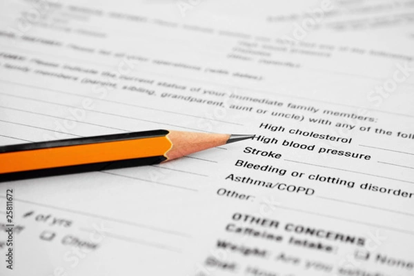 Obraz Health history form