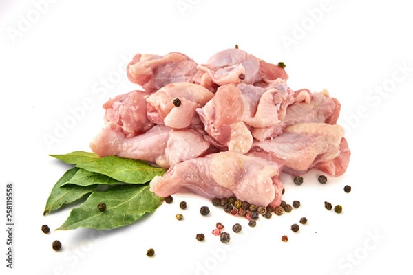 Fototapeta Raw chicken wings bay leaves  isolated on white background