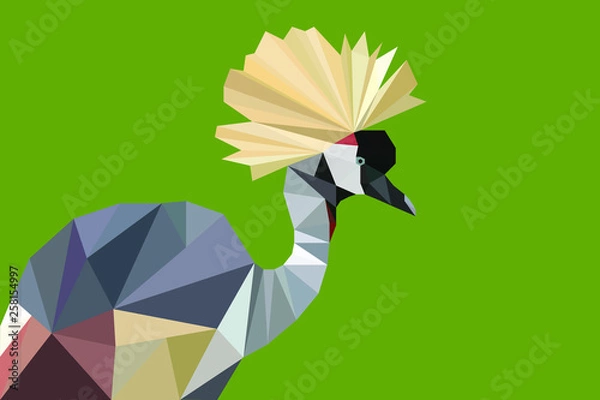 Obraz Low-Poly African Crowned Crane