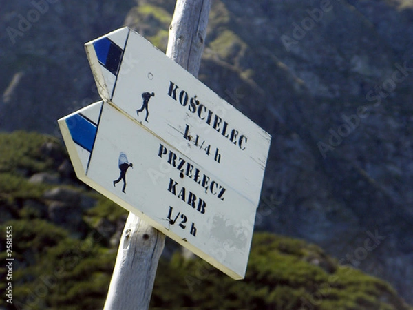 Obraz tourist signs in the mountains