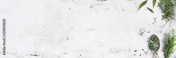 Obraz Różne zioła na stole w kuchni