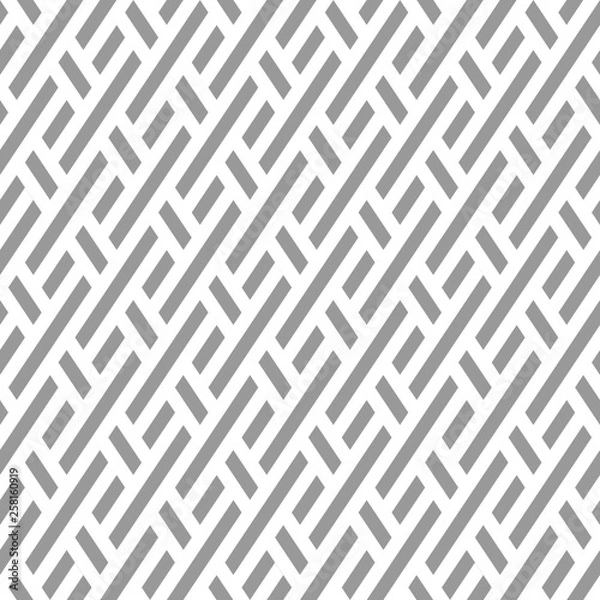 Fototapeta Vector seamless texture. Modern geometric background. Monochrome repeating pattern with intersecting stripes.