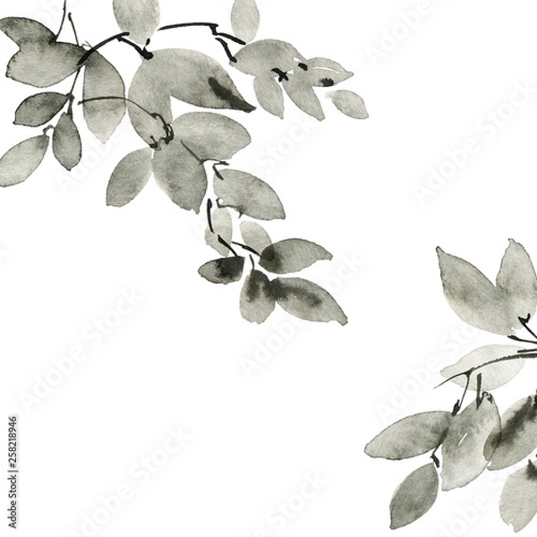 Obraz Watercolor tree leaves