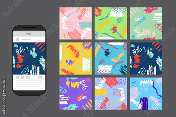 Fototapeta Set with nine square patterns.