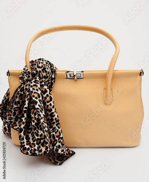 Fototapeta Sixties bag with leopard patterned scarf