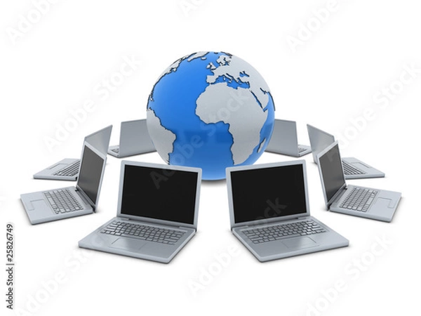 Obraz Earth and laptops