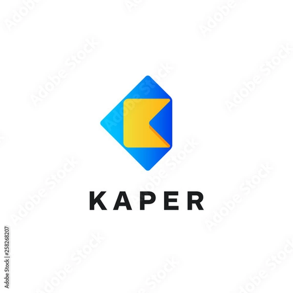 Fototapeta initial K with paper origami logo design concept