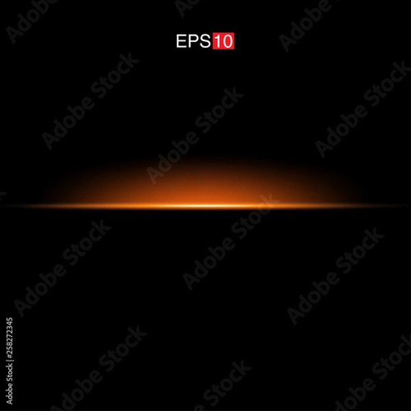 Fototapeta isolated orange Rays with lens flare, Sun flare, flare on the black background. Transparent Vector Illustration