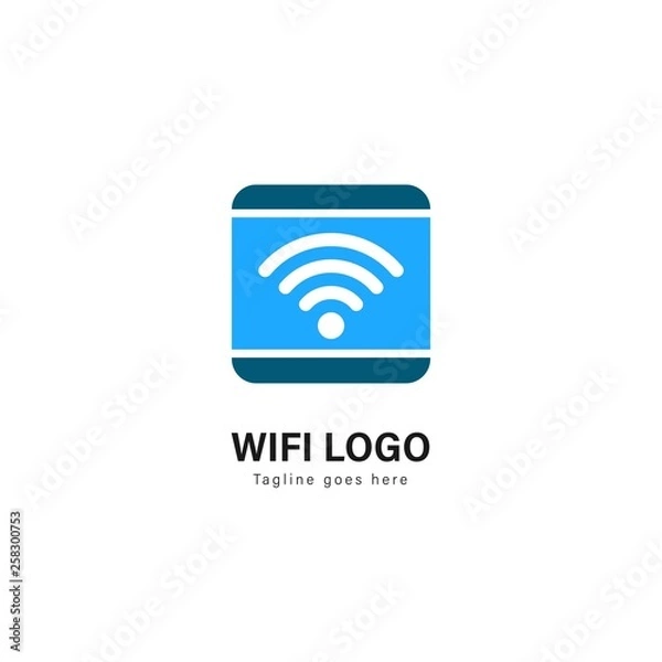 Fototapeta Wifi logo template design. Wifi logo with modern frame vector design