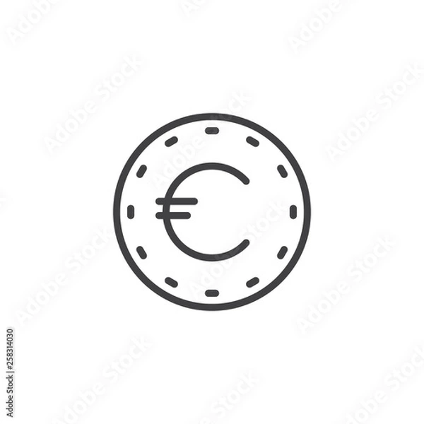 Fototapeta EUR coin line icon. linear style sign for mobile concept and web design. Euro money outline vector icon. Business and finance symbol, logo illustration. Pixel perfect vector graphics