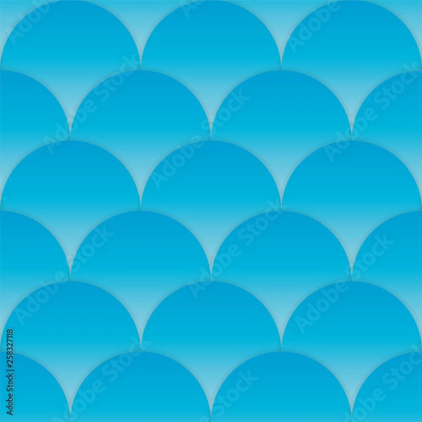 Fototapeta Blue cut wave seamless pattern. Sea background. Vector illustration - Vector