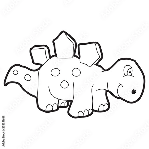 Obraz Cartoon doodle illustration of cartoon dinosaur for coloring book, t-shirt print design, greeting card