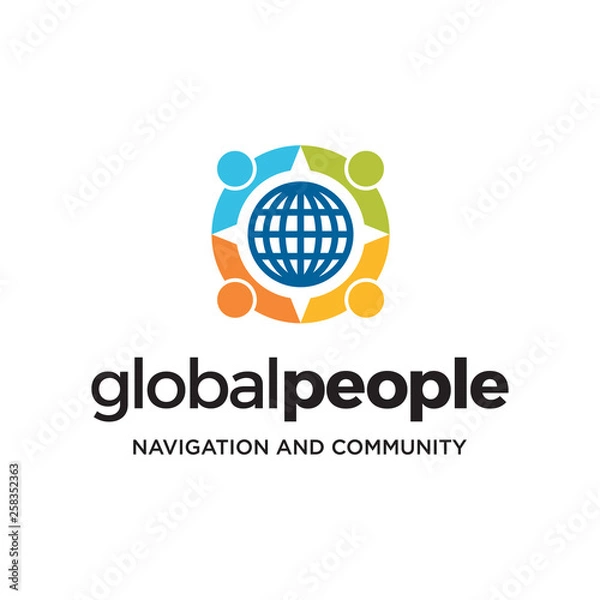 Obraz global people navigation logo design template