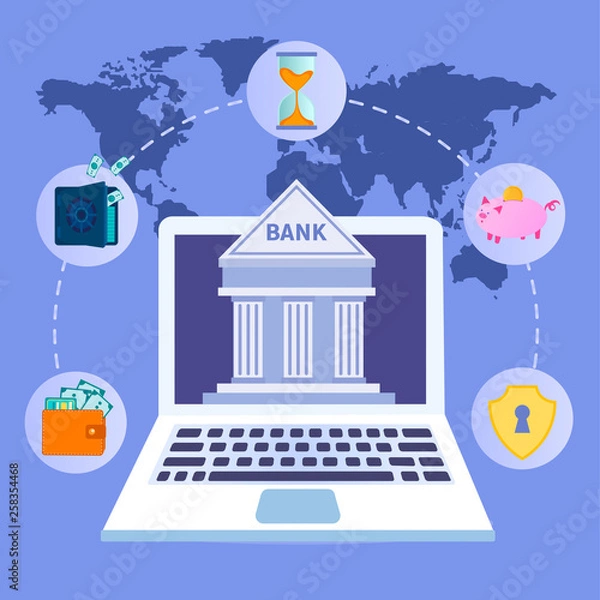 Fototapeta Vector illustration of the concept of Internet banking.