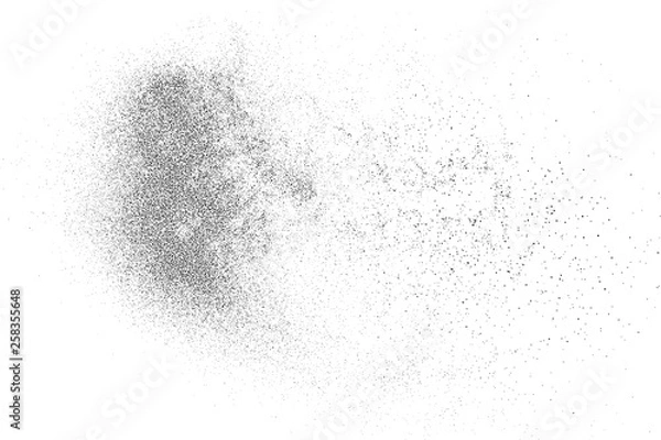 Obraz Black Grainy Texture Isolated On White Background. Dust Overlay. Dark Noise Granules. Digitally Generated Image. Vector Design Elements, Illustration, Eps 10.