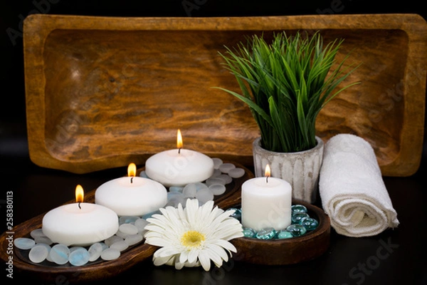 Obraz spa setting black background