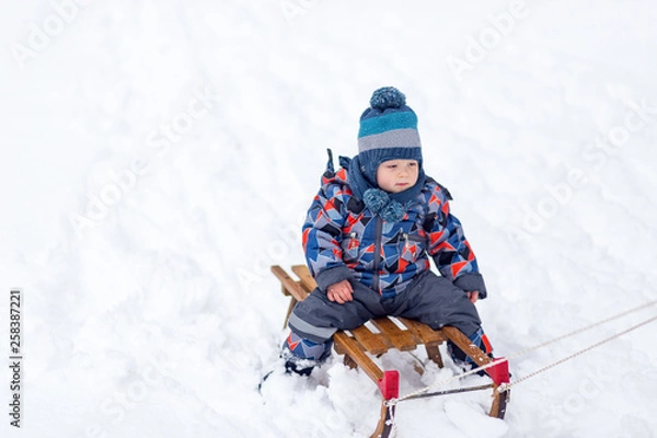 Fototapeta Kid enjoy at sledge