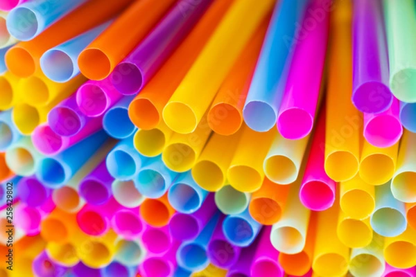 Fototapeta Close up to plenty colorful straws background