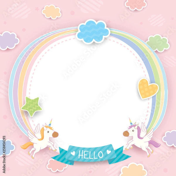 Obraz Unicorns rainbow frame